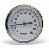 Термометр биметаллический T 80/100 с погружной гильзой (диам.80мм, 0-160°C, 100мм) класс точности 2,5 "WATTS Industries"