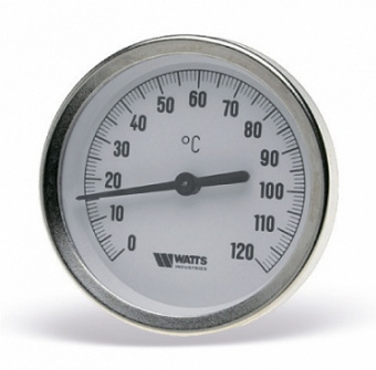 Термометр биметаллический T 80/75 с погружной гильзой (диам.80мм, 0-120°C, 75мм) класс точности 2,5 "WATTS Industries"
